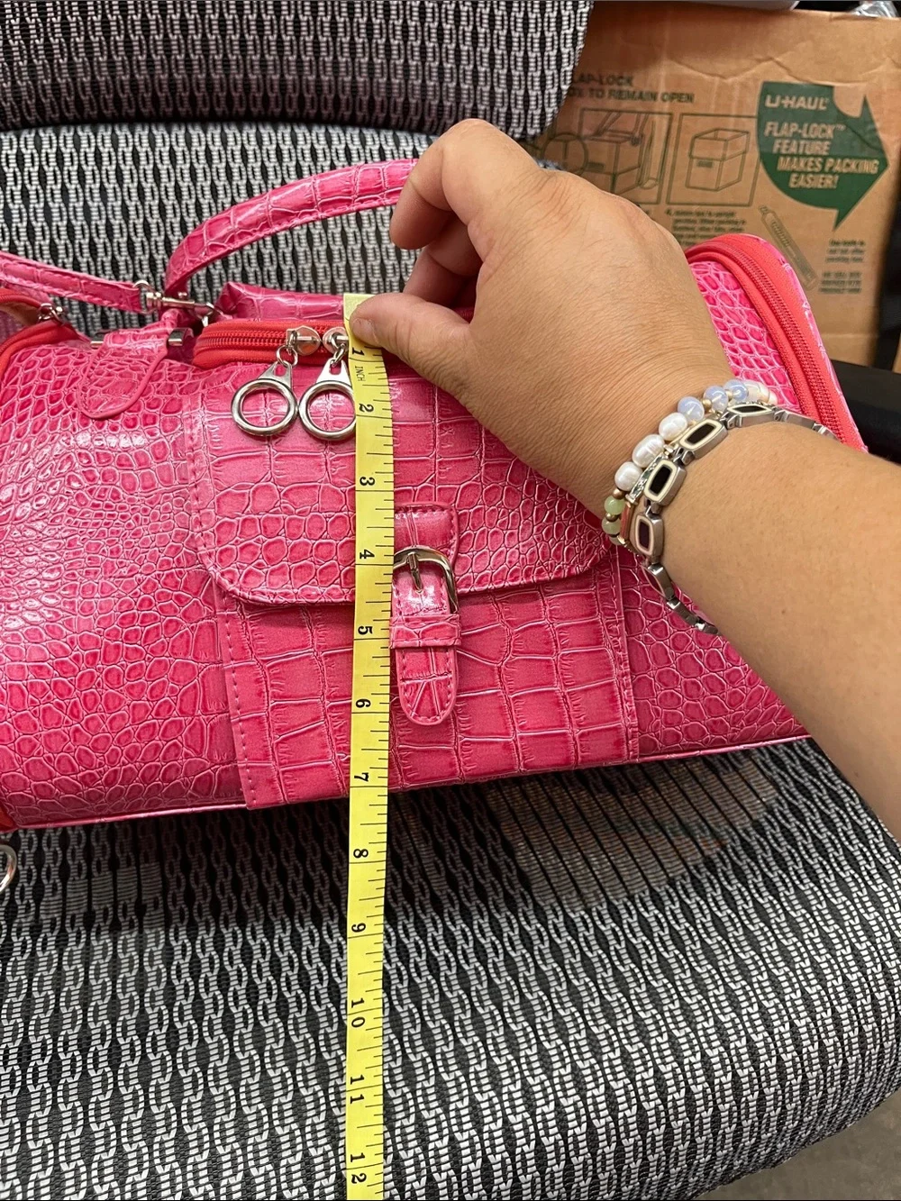 Hot Pink Faux Croc Small Pet Carrier with Dual Handles